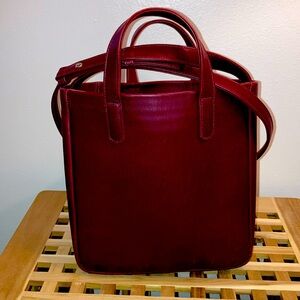 Baggu Leather Crossbody Bucket Bag